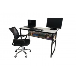 Computer Study Table with Book Shelf (HD-OT-043) Off-White