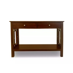 wooden console table for sale in Lahore at best price dark brown with drawers