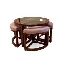 Coffee Table with Stools Cocktail Table for 4 person center table with seats