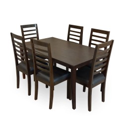 6 Persons Wooden Dining Table Set  Dark Brown at Best Price in Lahore Pakistan .