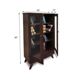 dark brown bookrack cabinet with shelves and 2 drawers is available for sale in Lahore at the best price