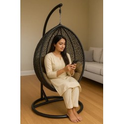 swing jhula egg pod round jhoola black color hanging pod with stand