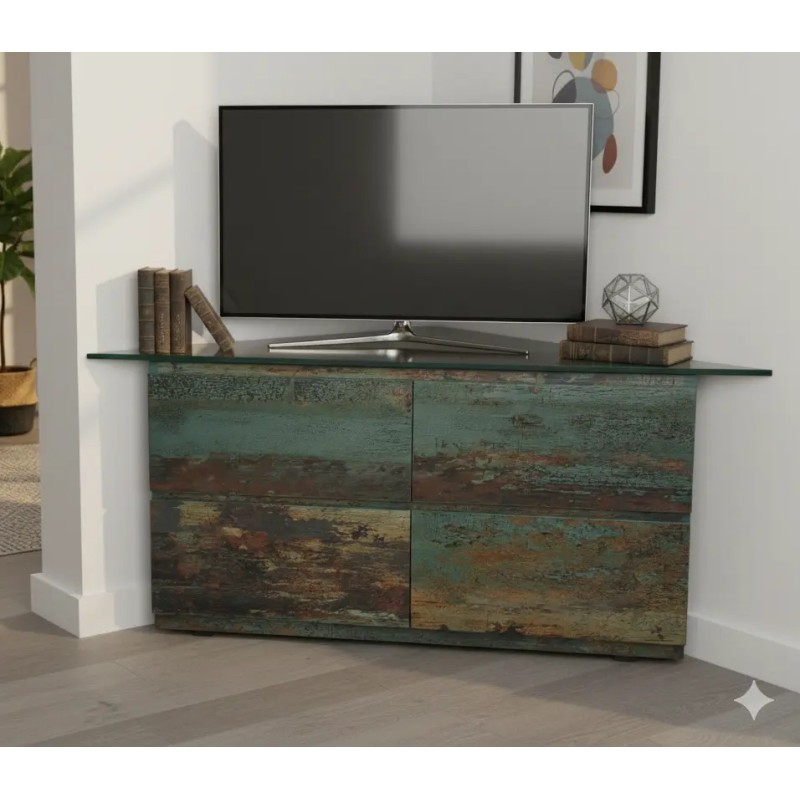 Triangle Corner tv unit rustic look support 48" LED TV for sale in Lahore Pakistan Triangle Corner tv unit rustic look support 48" LED TV for sale in Lahore Pakistan