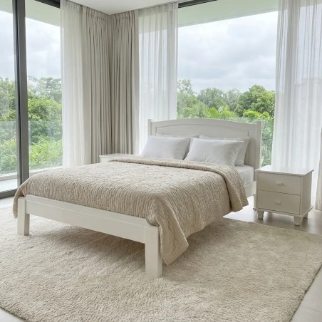 Stylish King Size Double Beds in Lahore – Pure Wood White Beds with Deco Paint at Affordable Prices