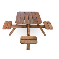 Solid Wood Outdoor Picnic Table with 4 Individual Seats – Lahore, Pakistan