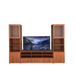 Modern Wooden Entertainment Wall Unit with Storage – Lahore, Pakistan