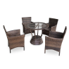 4-Seater Outdoor Rattan Garden Dining Furniture Set with Round Glass Table in Lahore, Pakistan