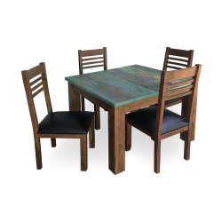 4-Seater Solid Wooden Dining Table Set with Rustic Tabletop – Lahore, Pakistan