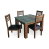4-Seater Solid Wooden Dining Table Set with Rustic Tabletop – Lahore, Pakistan