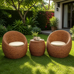 Elegant 2-Piece Rattan Chair Set with Center Table | Lahore, Pakistan