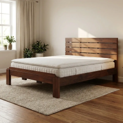 King Size solid wood simple bed design Lahore