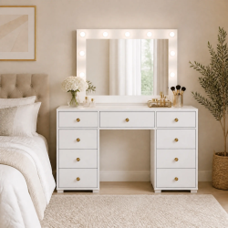 Modern White Dressing Table with Mirror & 9 Drawers | Home Design Lahore Pakistan