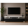 Sleek and modern TV unit in charcoal black & white with smart storage design .latest designs available at the best prices.