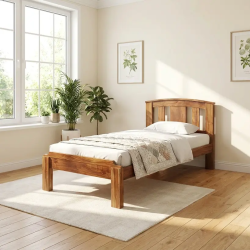 Upgrade your bedroom with the Pure Solid Wood Single Bed from Home Design Lahore