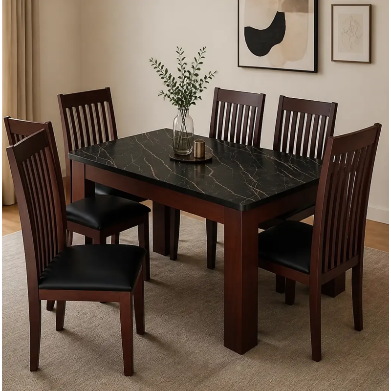 Progis 6 Chairs Dining Table Heavy Duty Wooden - Home Design Lahore