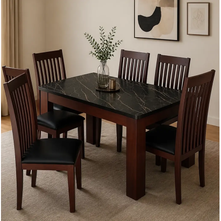 Progis 6 Chairs Dining Table Heavy Duty Wooden - Home Design Lahore