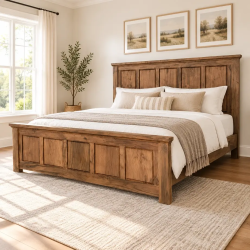 Azena Pure Wood King Size Double Bed Coffee Color - Home Design