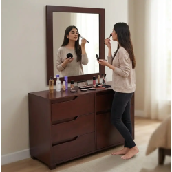 Dressing table with drawers and cabinet dark brown makeup vanity table for sale in Lahore