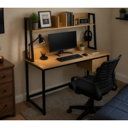 Boyo Computer Desk with Drawer + Storage Shelves - Home Design Lahore