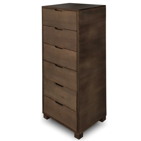 Shop the dark brown wooden chest of drawers with six spacious drawers.