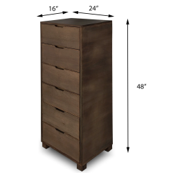 Shop the dark brown wooden chest of drawers with six spacious drawers.